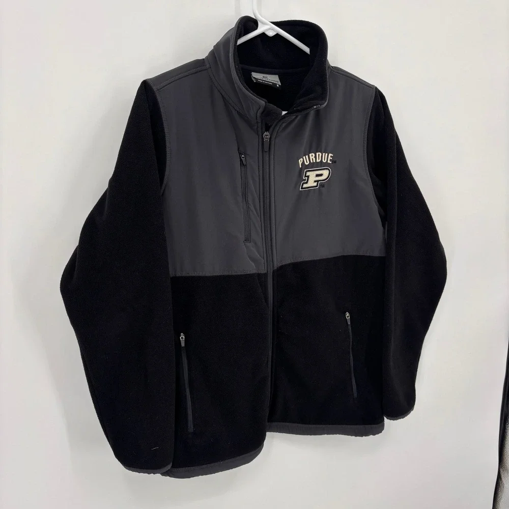 Colosseum Purdue University Jacket Women Small Black Grey Excellent Fleece Zip